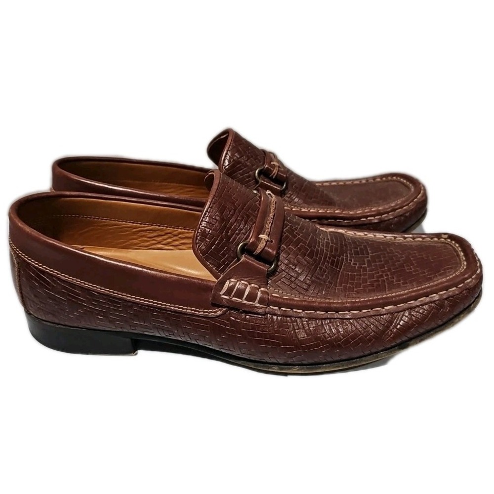 Donald Pliner Donnie Men's Penny Loafers‎ 10.5M Brown Leather Driving Moccasins